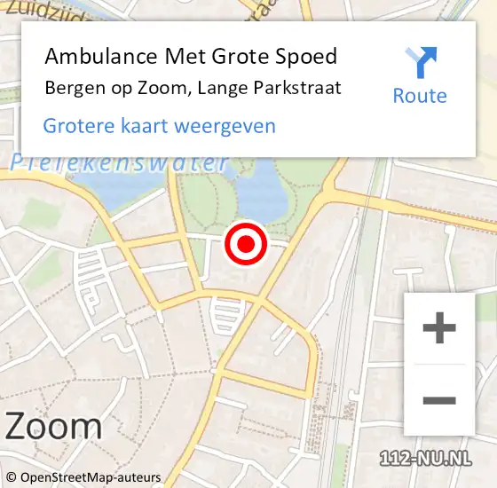 Locatie op kaart van de 112 melding: Ambulance Met Grote Spoed Naar Bergen op Zoom, Lange Parkstraat op 17 mei 2015 12:21