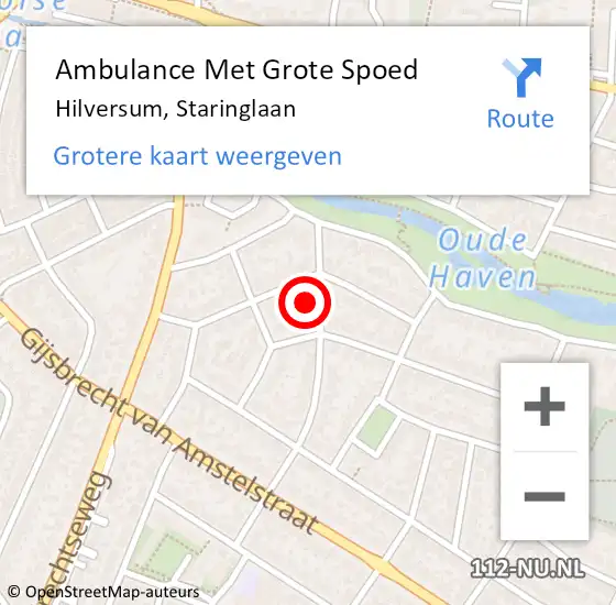 Locatie op kaart van de 112 melding: Ambulance Met Grote Spoed Naar Hilversum, Staringlaan op 17 mei 2015 12:59