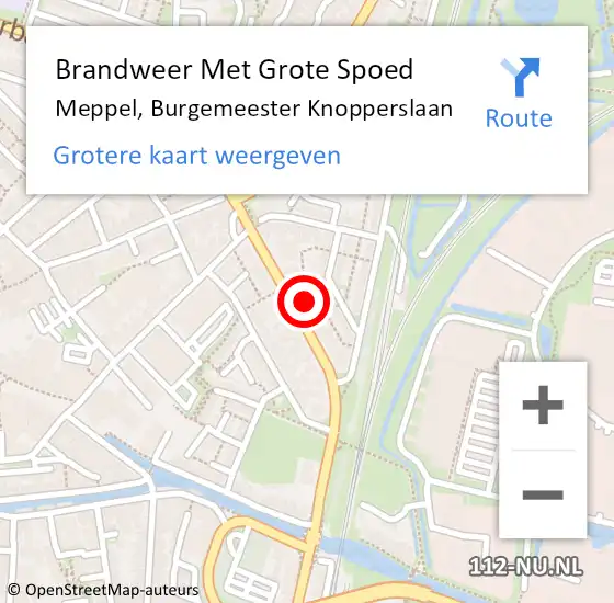 Locatie op kaart van de 112 melding: Brandweer Met Grote Spoed Naar Meppel, Burgemeester Knopperslaan op 17 mei 2015 13:29