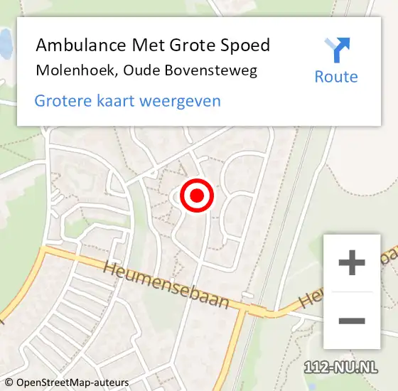 Locatie op kaart van de 112 melding: Ambulance Met Grote Spoed Naar Molenhoek, Oude Bovensteweg op 8 november 2013 01:58