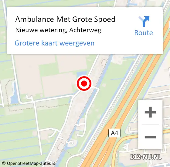 Locatie op kaart van de 112 melding: Ambulance Met Grote Spoed Naar Nieuwe wetering, Achterweg op 17 mei 2015 13:47