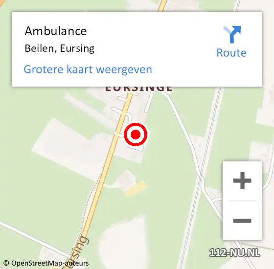 Locatie op kaart van de 112 melding: Ambulance Beilen, Eursing op 17 mei 2015 14:41