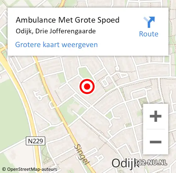 Locatie op kaart van de 112 melding: Ambulance Met Grote Spoed Naar Odijk, Drie Jofferengaarde op 17 mei 2015 15:25
