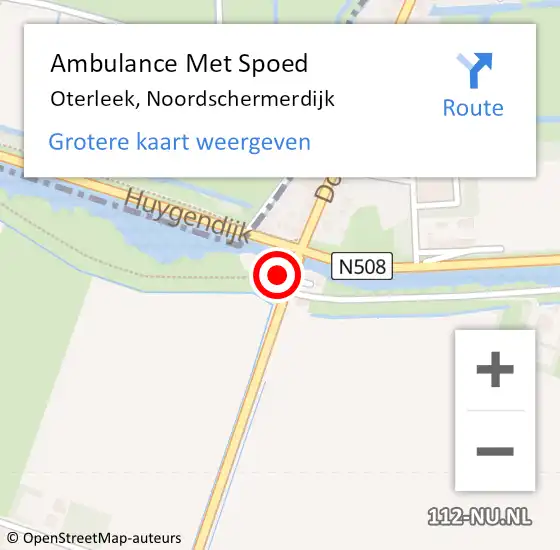 Locatie op kaart van de 112 melding: Ambulance Met Spoed Naar Oterleek, Noordschermerdijk op 17 mei 2015 17:01