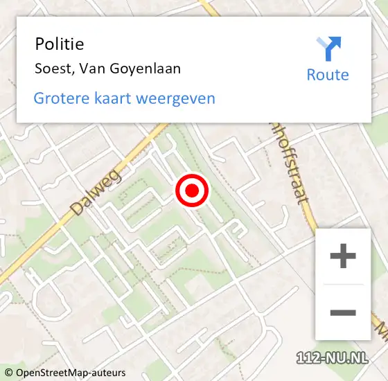 Locatie op kaart van de 112 melding: Politie Soest, Van Goyenlaan op 17 mei 2015 17:33