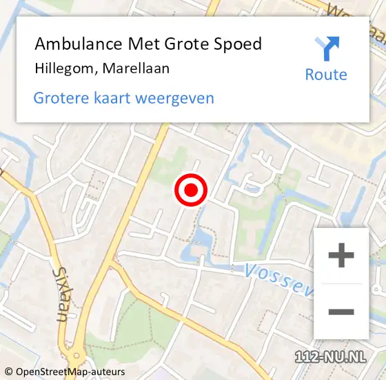 Locatie op kaart van de 112 melding: Ambulance Met Grote Spoed Naar Hillegom, Marellaan op 17 mei 2015 18:29