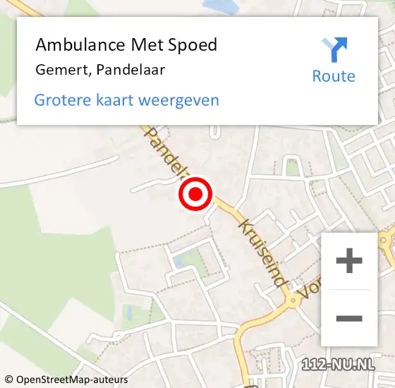 Locatie op kaart van de 112 melding: Ambulance Met Spoed Naar Gemert, Pandelaar op 17 mei 2015 19:24