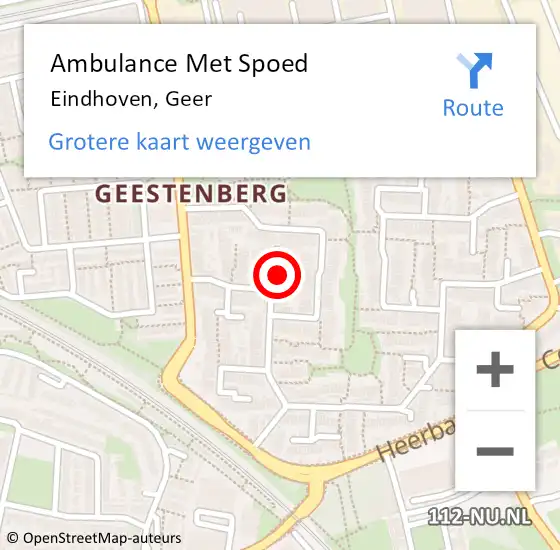 Locatie op kaart van de 112 melding: Ambulance Met Spoed Naar Eindhoven, Geer op 17 mei 2015 19:32