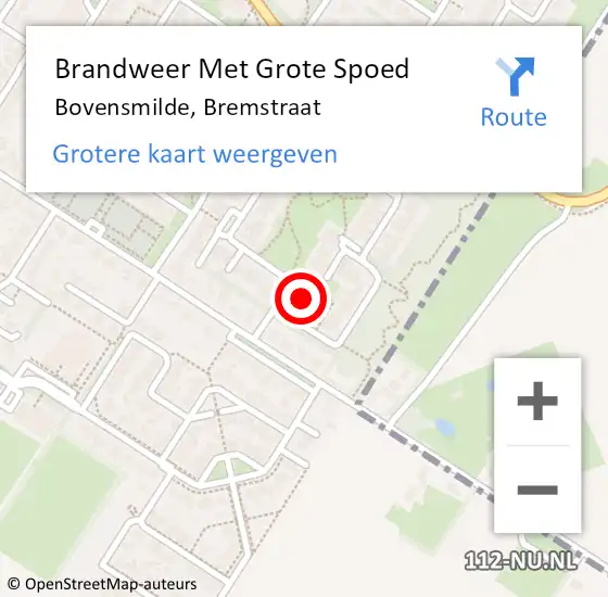 Locatie op kaart van de 112 melding: Brandweer Met Grote Spoed Naar Bovensmilde, Bremstraat op 17 mei 2015 19:34