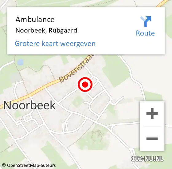 Locatie op kaart van de 112 melding: Ambulance Noorbeek, Rubgaard op 8 november 2013 04:16