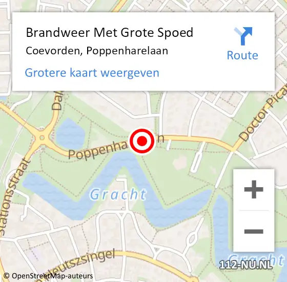 Locatie op kaart van de 112 melding: Brandweer Met Grote Spoed Naar Coevorden, Poppenharelaan op 17 mei 2015 22:34