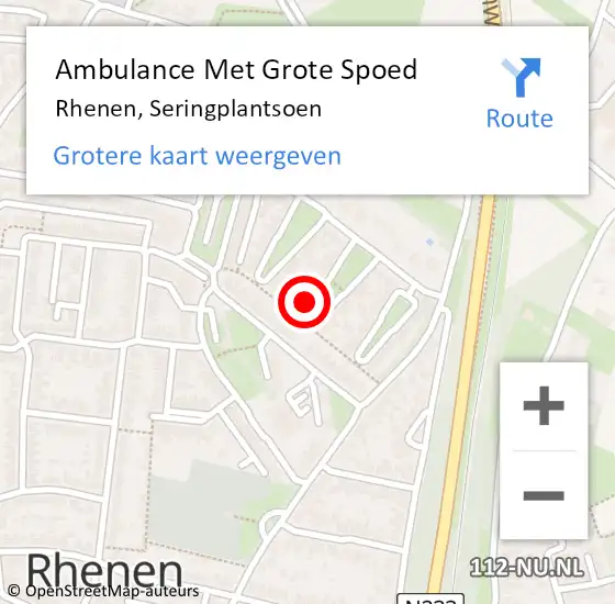 Locatie op kaart van de 112 melding: Ambulance Met Grote Spoed Naar Rhenen, Seringplantsoen op 18 mei 2015 00:07