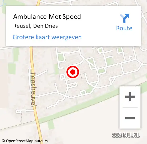 Locatie op kaart van de 112 melding: Ambulance Met Spoed Naar Reusel, Den Dries op 18 mei 2015 02:09