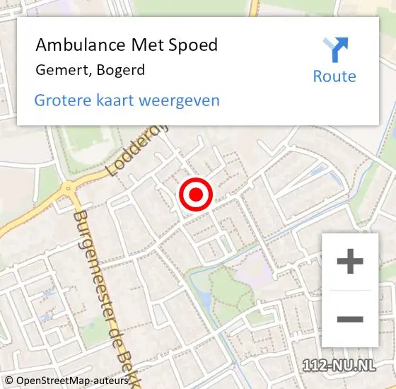 Locatie op kaart van de 112 melding: Ambulance Met Spoed Naar Gemert, Bogerd op 18 mei 2015 04:32