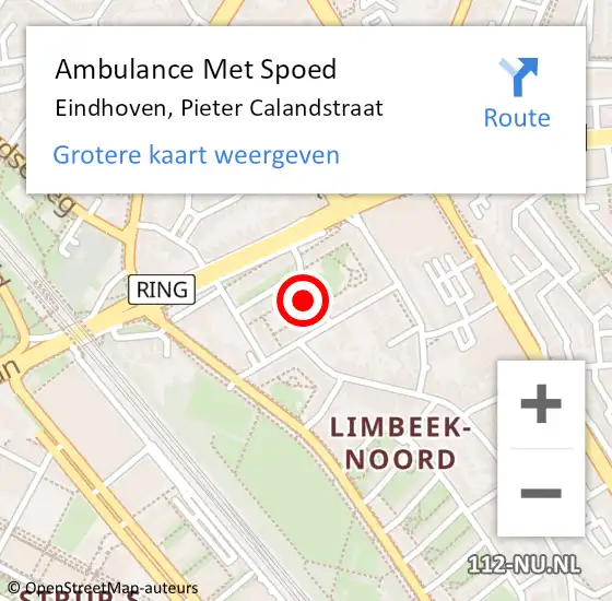 Locatie op kaart van de 112 melding: Ambulance Met Spoed Naar Eindhoven, Pieter Calandstraat op 18 mei 2015 05:16
