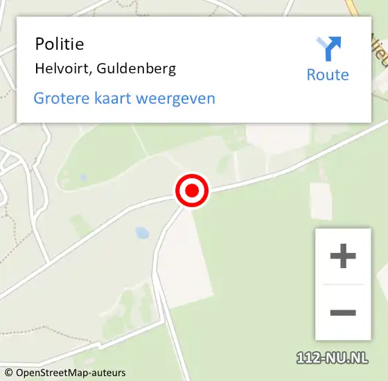 Locatie op kaart van de 112 melding: Politie Helvoirt, Guldenberg op 8 november 2013 06:44