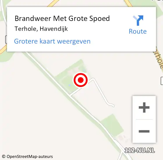 Locatie op kaart van de 112 melding: Brandweer Met Grote Spoed Naar Terhole, Havendijk op 18 mei 2015 08:58
