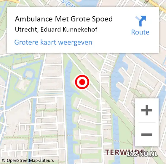 Locatie op kaart van de 112 melding: Ambulance Met Grote Spoed Naar Utrecht, Eduard Kunnekehof op 8 november 2013 06:59