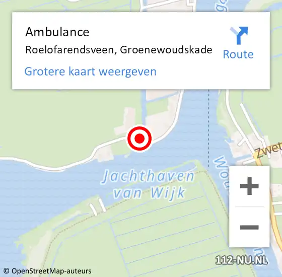 Locatie op kaart van de 112 melding: Ambulance Roelofarendsveen, Groenewoudskade op 18 mei 2015 10:09