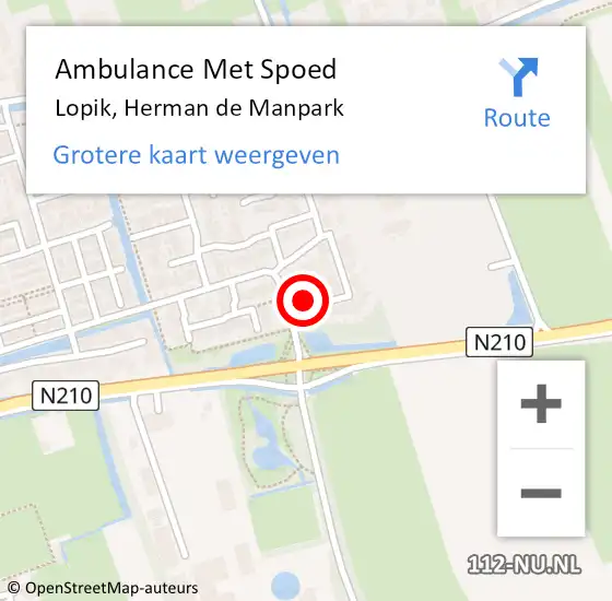 Locatie op kaart van de 112 melding: Ambulance Met Spoed Naar Lopik, Herman de Manpark op 18 mei 2015 10:31