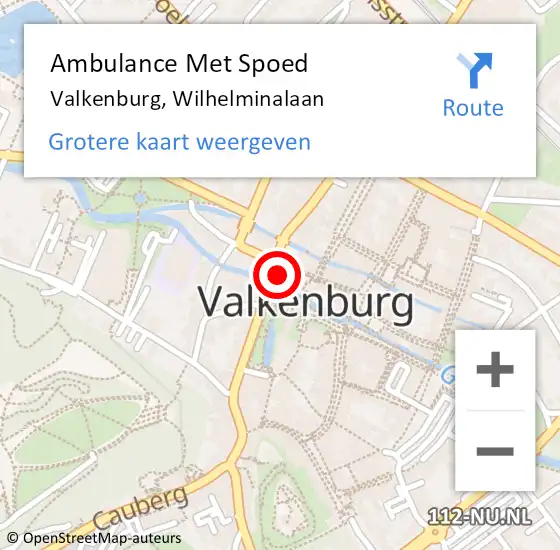 Locatie op kaart van de 112 melding: Ambulance Met Spoed Naar Valkenburg, Wilhelminalaan op 18 mei 2015 11:51