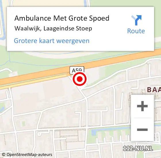 Locatie op kaart van de 112 melding: Ambulance Met Grote Spoed Naar Waalwijk, Laageindse Stoep op 18 mei 2015 13:42