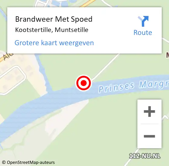 Locatie op kaart van de 112 melding: Brandweer Met Spoed Naar Kootstertille, Muntsetille op 18 mei 2015 14:35