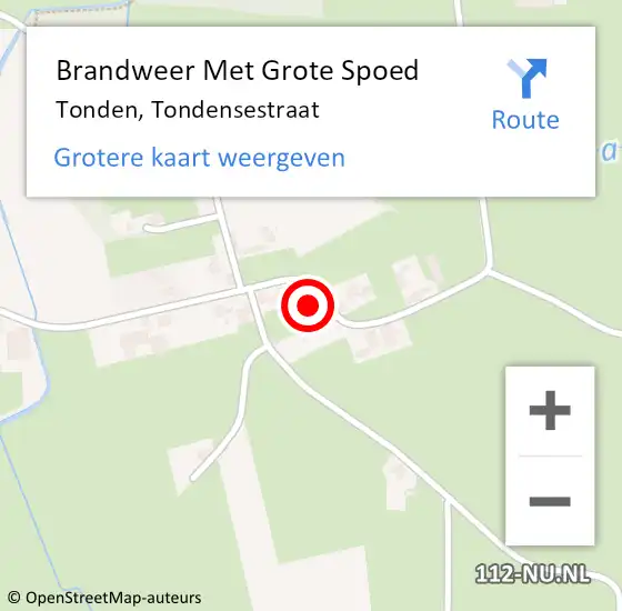 Locatie op kaart van de 112 melding: Brandweer Met Grote Spoed Naar Tonden, Tondensestraat op 18 mei 2015 14:41