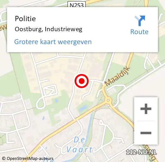 Locatie op kaart van de 112 melding: Politie Oostburg, Industrieweg op 18 mei 2015 15:15