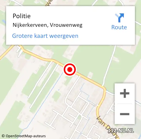 Locatie op kaart van de 112 melding: Politie Nijkerkerveen, Vrouwenweg op 18 mei 2015 15:38