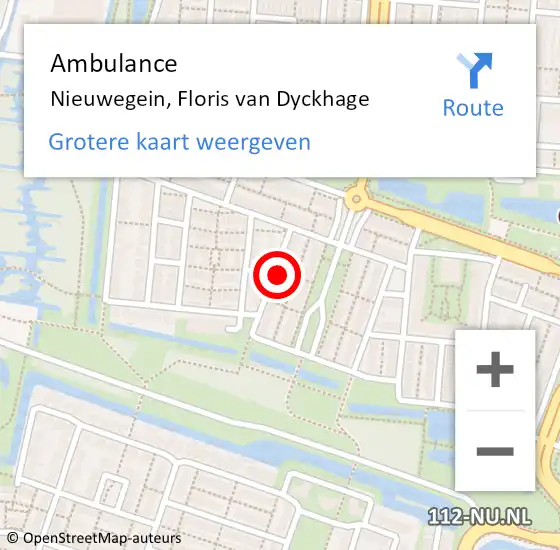 Locatie op kaart van de 112 melding: Ambulance Nieuwegein, Floris van Dyckhage op 18 mei 2015 15:58