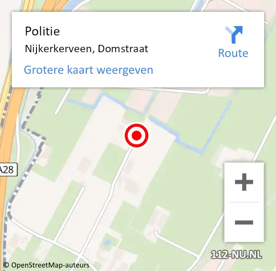Locatie op kaart van de 112 melding: Politie Nijkerkerveen, Domstraat op 18 mei 2015 17:05