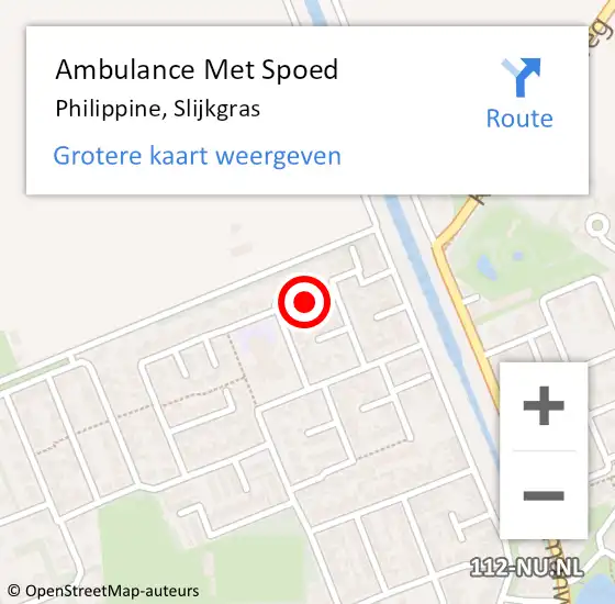 Locatie op kaart van de 112 melding: Ambulance Met Spoed Naar Philippine, Slijkgras op 18 mei 2015 17:11