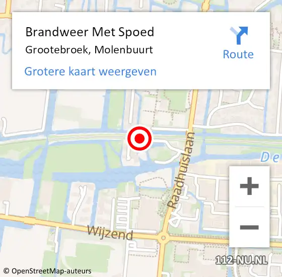 Locatie op kaart van de 112 melding: Brandweer Met Spoed Naar Grootebroek, Molenbuurt op 18 mei 2015 17:18