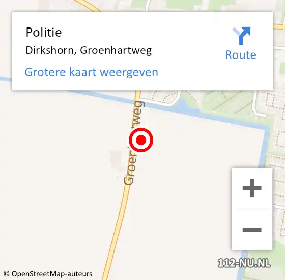 Locatie op kaart van de 112 melding: Politie Dirkshorn, Groenhartweg op 18 mei 2015 17:39