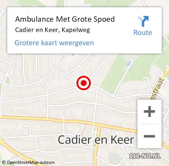 Locatie op kaart van de 112 melding: Ambulance Met Grote Spoed Naar Cadier en Keer, Kapelweg op 8 november 2013 08:36