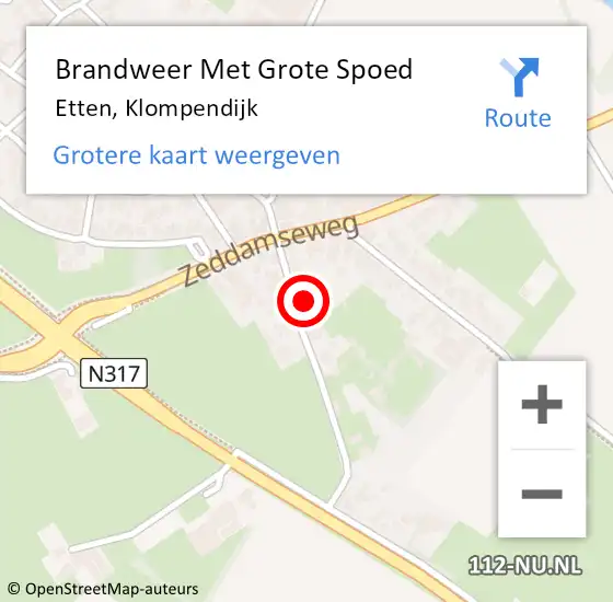 Locatie op kaart van de 112 melding: Brandweer Met Grote Spoed Naar Etten, Klompendijk op 18 mei 2015 18:02