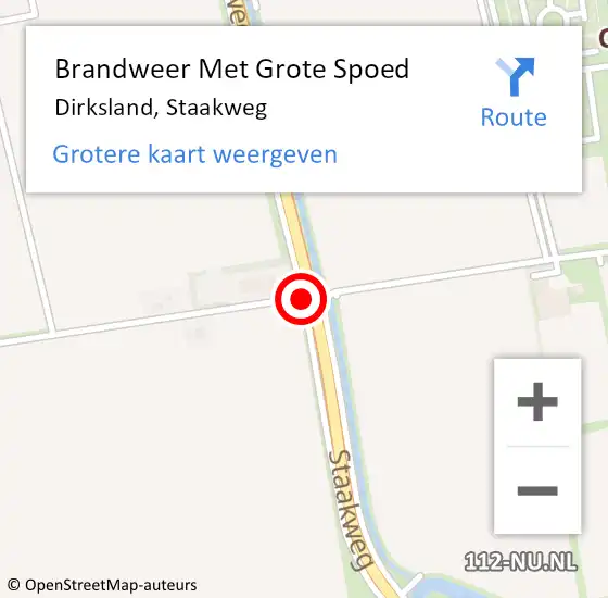 Locatie op kaart van de 112 melding: Brandweer Met Grote Spoed Naar Dirksland, Staakweg op 18 mei 2015 18:04