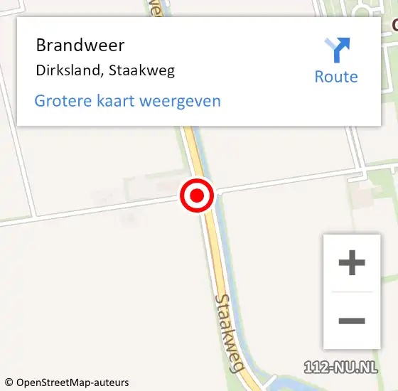 Locatie op kaart van de 112 melding: Brandweer Dirksland, Staakweg op 18 mei 2015 18:05