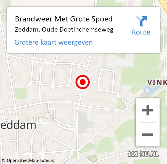 Locatie op kaart van de 112 melding: Brandweer Met Grote Spoed Naar Zeddam, Oude Doetinchemseweg op 18 mei 2015 20:01