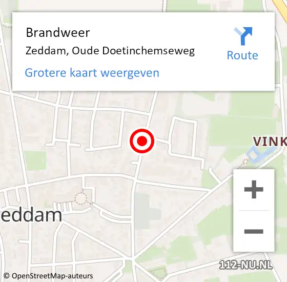 Locatie op kaart van de 112 melding: Brandweer Zeddam, Oude Doetinchemseweg op 18 mei 2015 20:03