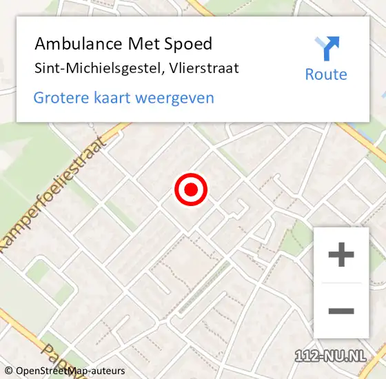 Locatie op kaart van de 112 melding: Ambulance Met Spoed Naar Sint-Michielsgestel, Vlierstraat op 18 mei 2015 20:34