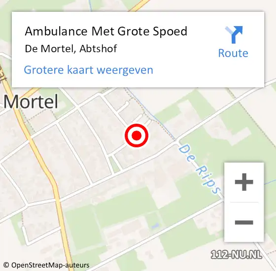 Locatie op kaart van de 112 melding: Ambulance Met Grote Spoed Naar De Mortel, Abtshof op 18 mei 2015 21:16