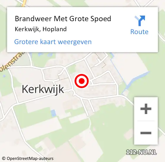 Locatie op kaart van de 112 melding: Brandweer Met Grote Spoed Naar Kerkwijk, Hopland op 18 mei 2015 21:21