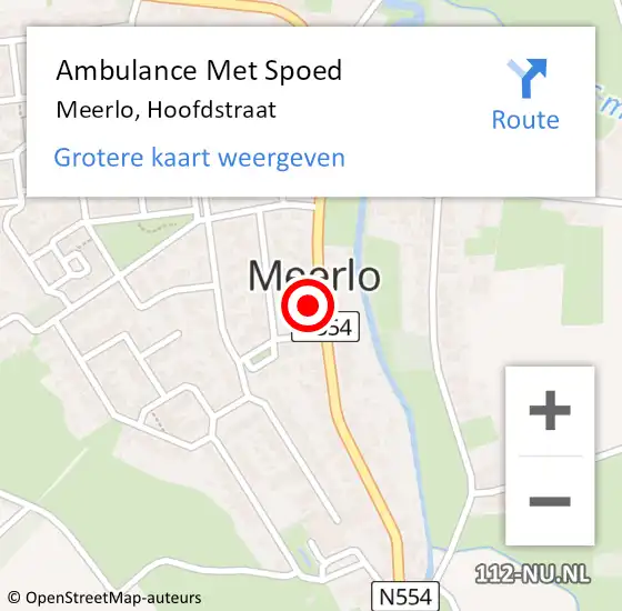 Locatie op kaart van de 112 melding: Ambulance Met Spoed Naar Meerlo, Hoofdstraat op 8 november 2013 08:55