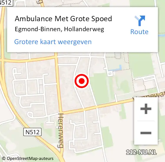 Locatie op kaart van de 112 melding: Ambulance Met Grote Spoed Naar Egmond-Binnen, Hollanderweg op 18 mei 2015 22:00