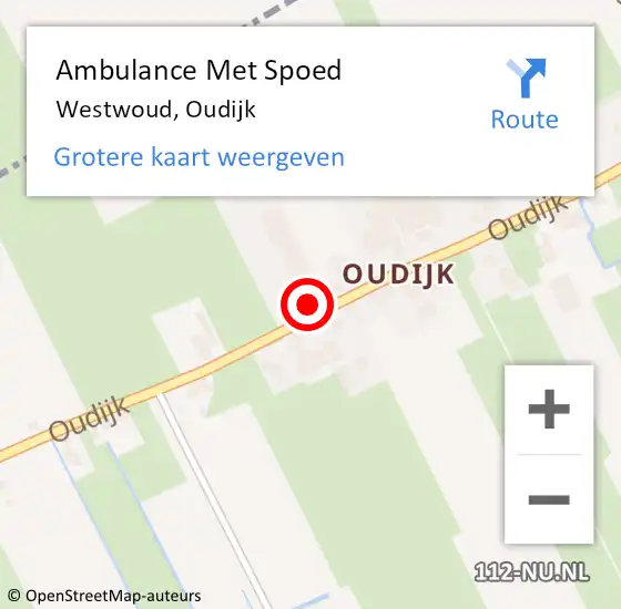 Locatie op kaart van de 112 melding: Ambulance Met Spoed Naar Westwoud, Oudijk op 8 november 2013 09:04