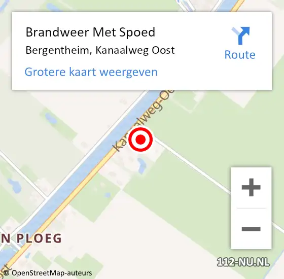 Locatie op kaart van de 112 melding: Brandweer Met Spoed Naar Bergentheim, Kanaalweg Oost op 19 mei 2015 05:34