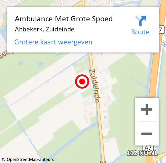 Locatie op kaart van de 112 melding: Ambulance Met Grote Spoed Naar Abbekerk, Zuideinde op 19 mei 2015 07:43