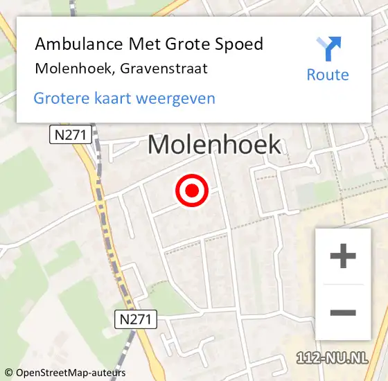 Locatie op kaart van de 112 melding: Ambulance Met Grote Spoed Naar Molenhoek, Gravenstraat op 19 mei 2015 08:39